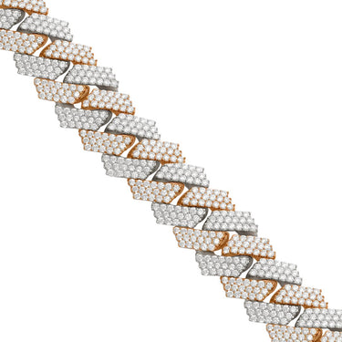 Large Diamond Cuban Necklace in 14k Two Tone Gold 60.28 Ctw